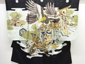 鷹模様刺繍紋付男児着物